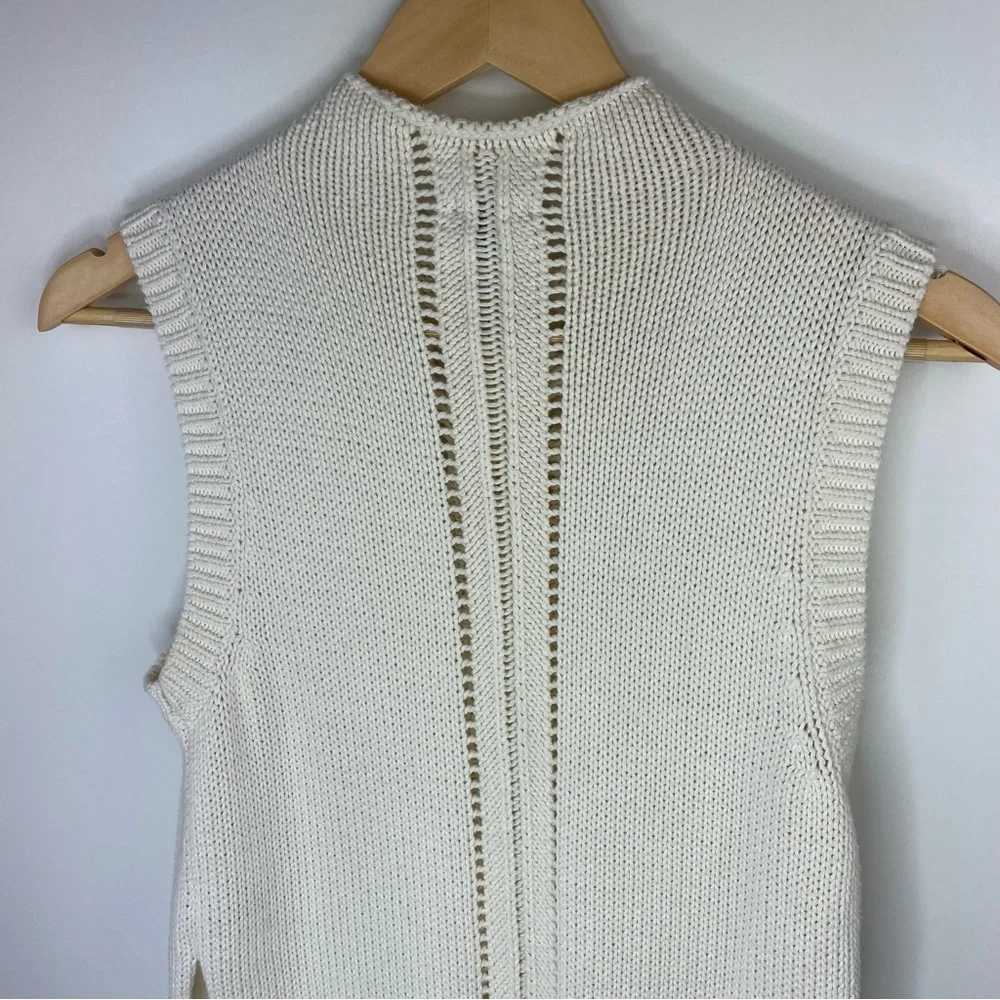 AERIE Cream Knit Sleeveless Mock Neck Sweater - Picture 5 of 7